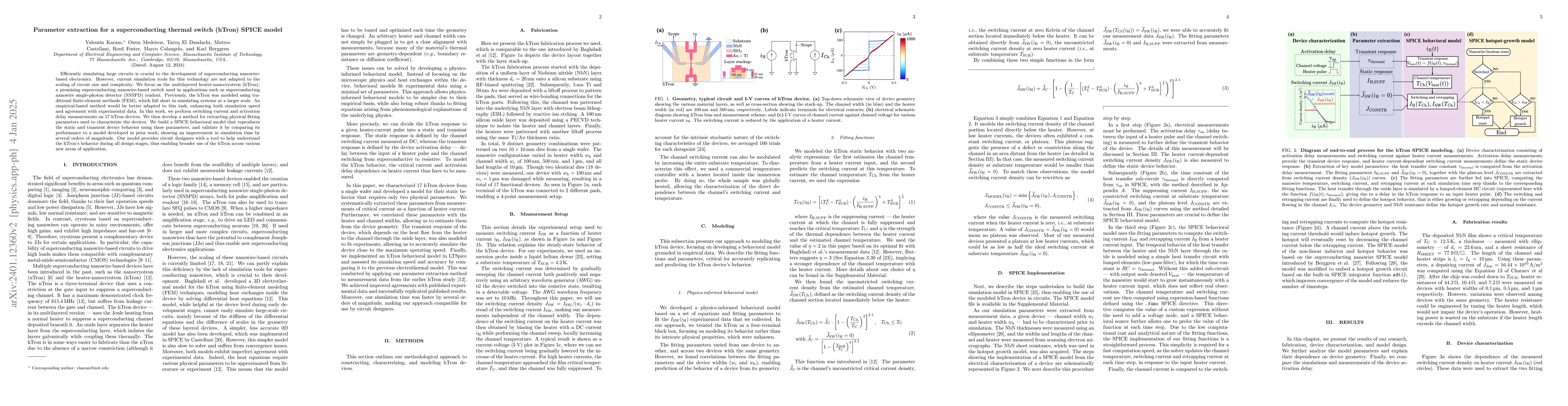 Thumbnail for Parameter extraction for a superconducting thermal switch (hTron) SPICE
  model