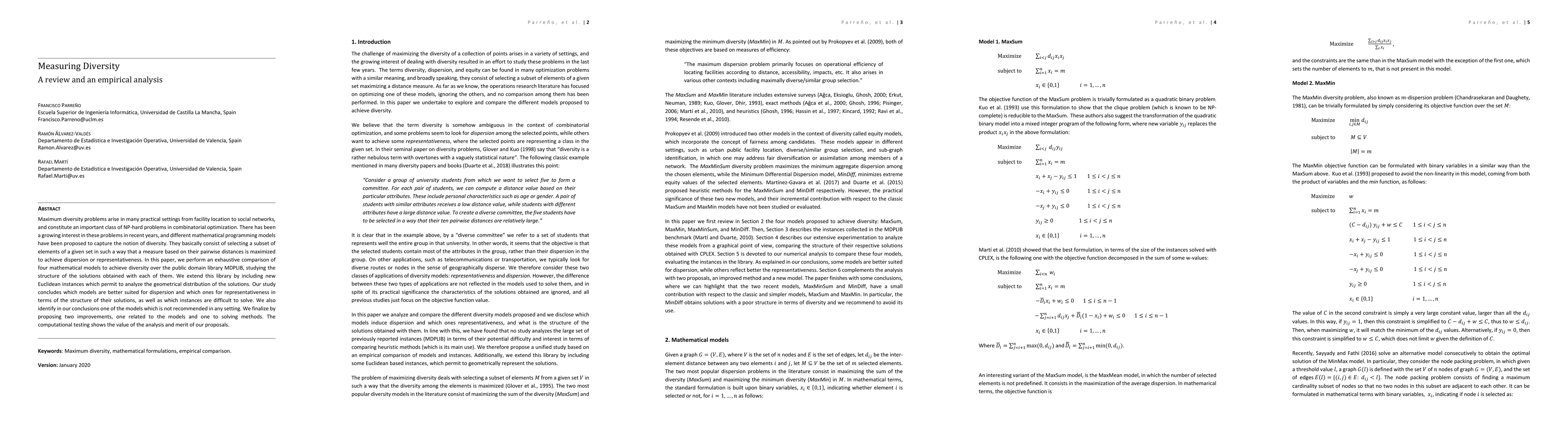 Thumbnail for Measuring diversity. A review and an empirical analysis