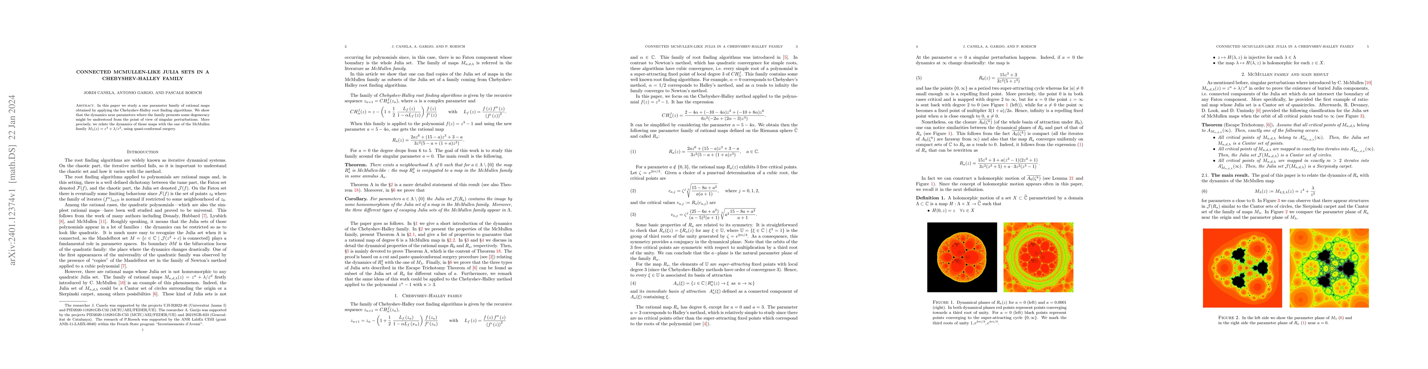 Thumbnail for Connected McMullen-like Julia sets in a Chebyshev-Halley Family