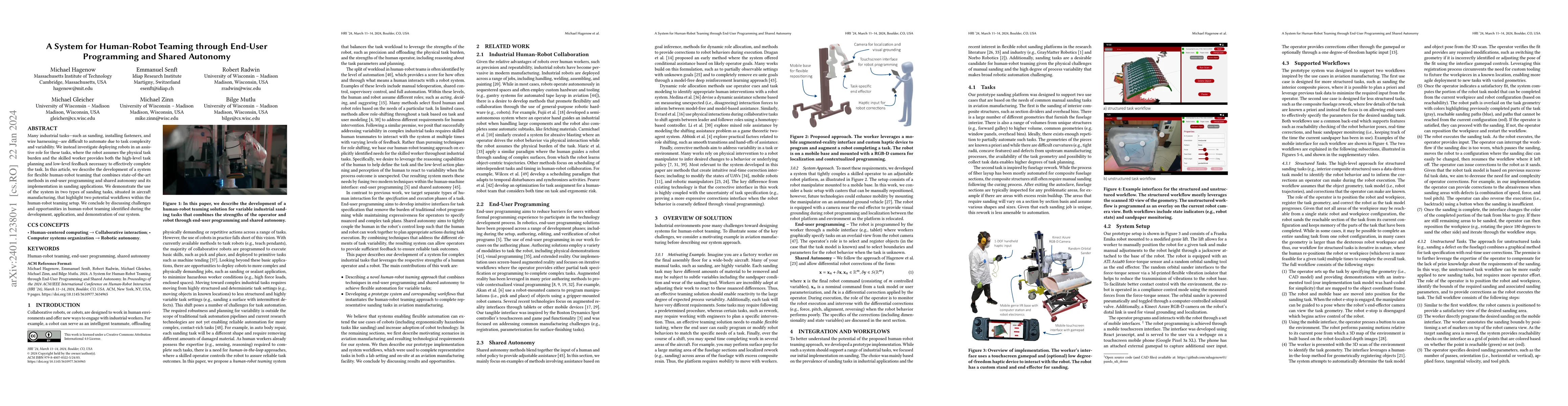 Thumbnail for A System for Human-Robot Teaming through End-User Programming and Shared
  Autonomy