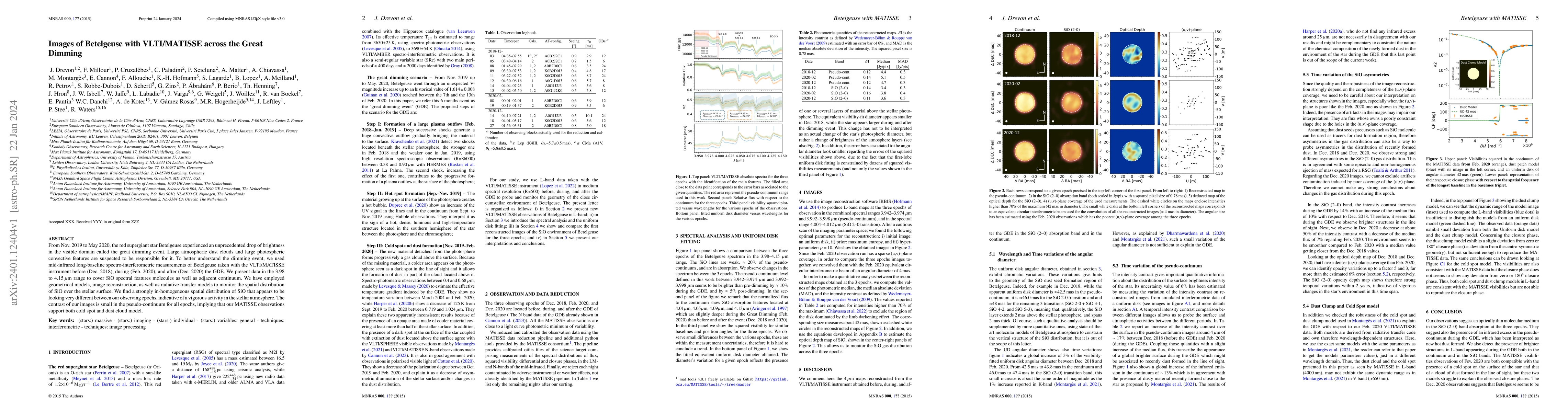 Thumbnail for Images of Betelgeuse with VLTI/MATISSE across the Great Dimming