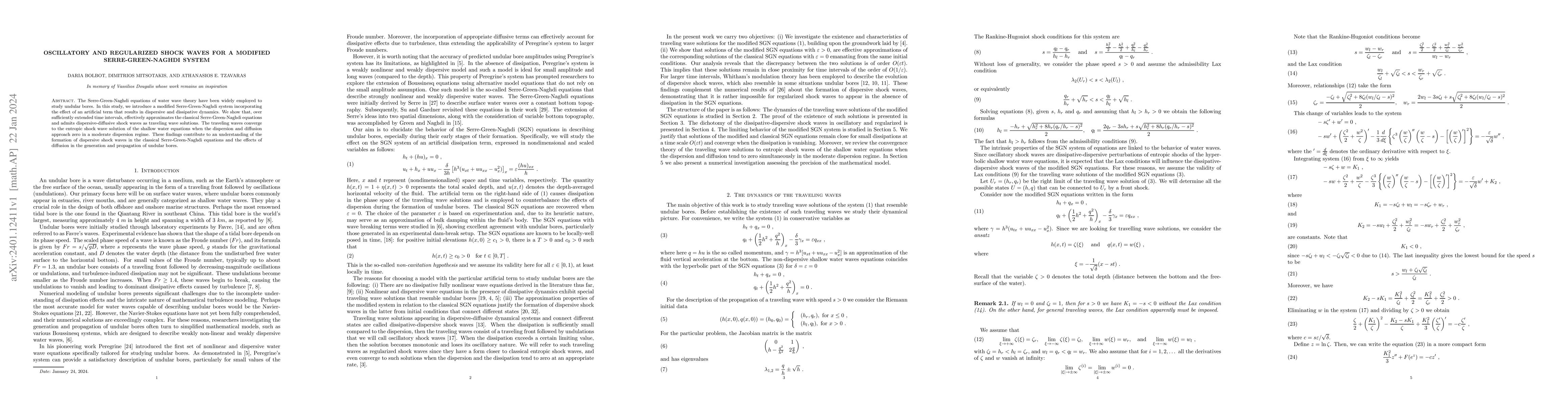 Thumbnail for Oscillatory and regularized shock waves for a modified
  Serre-Green-Naghdi system