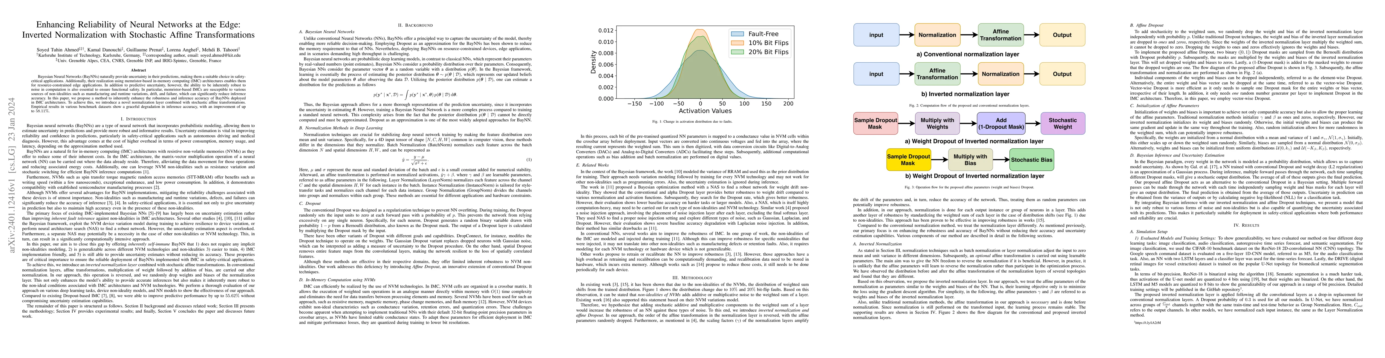 Thumbnail for Enhancing Reliability of Neural Networks at the Edge: Inverted
  Normalization with Stochastic Affine Transformations