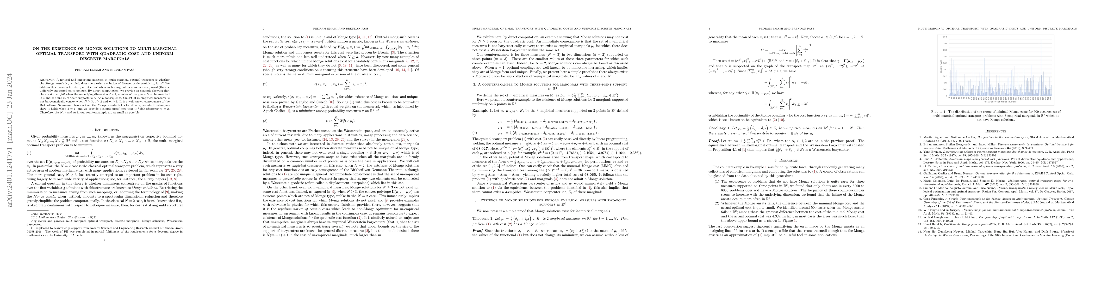 Thumbnail for On the existence of Monge solutions to multi-marginal optimal transport
  with quadratic cost and uniform discrete marginals