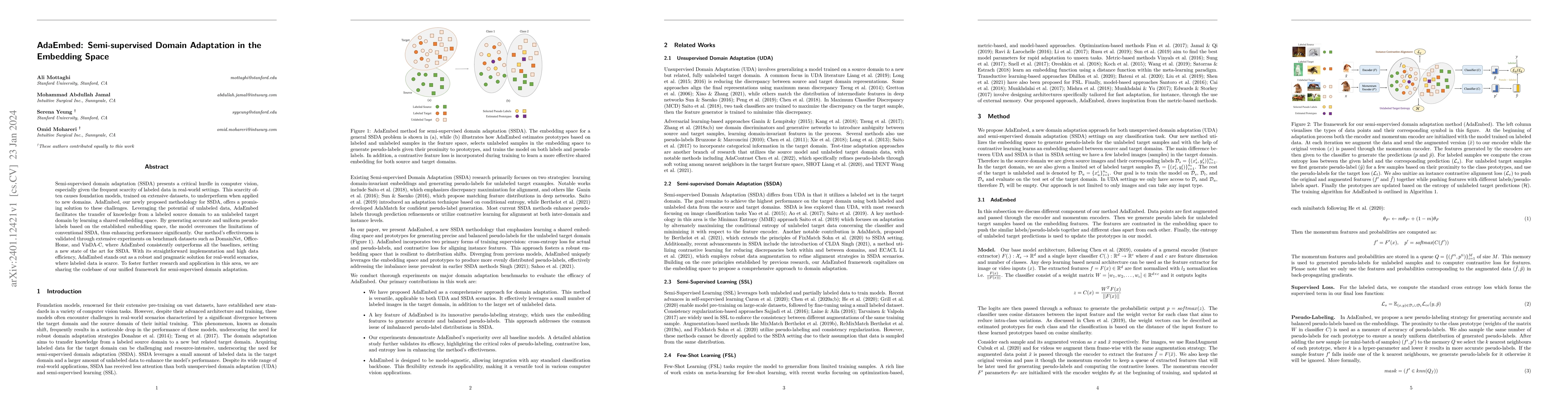 Thumbnail for AdaEmbed: Semi-supervised Domain Adaptation in the Embedding Space