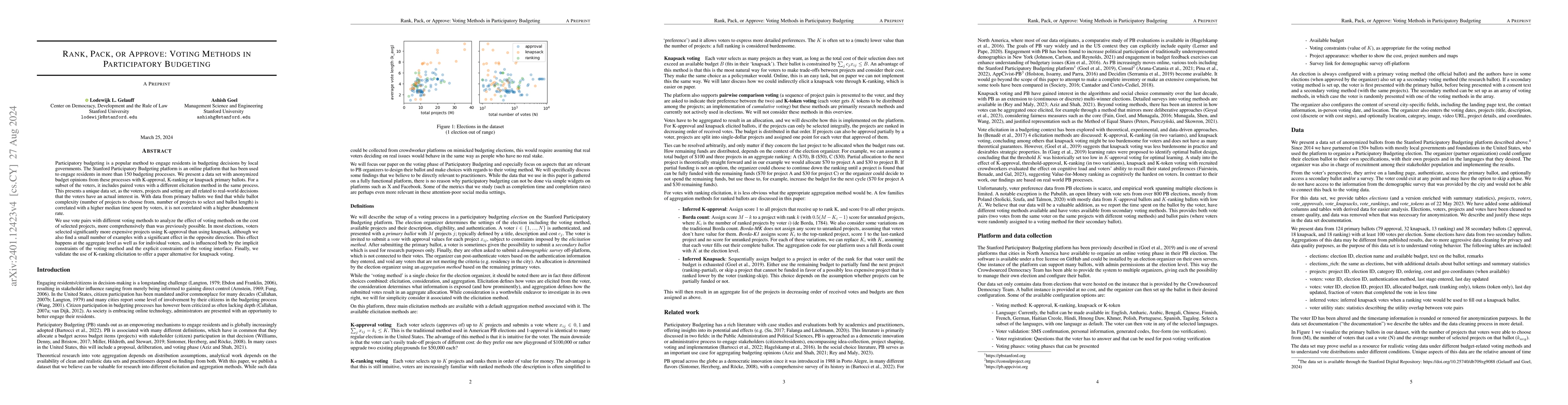 Thumbnail for Rank, Pack, or Approve: Voting Methods in Participatory Budgeting