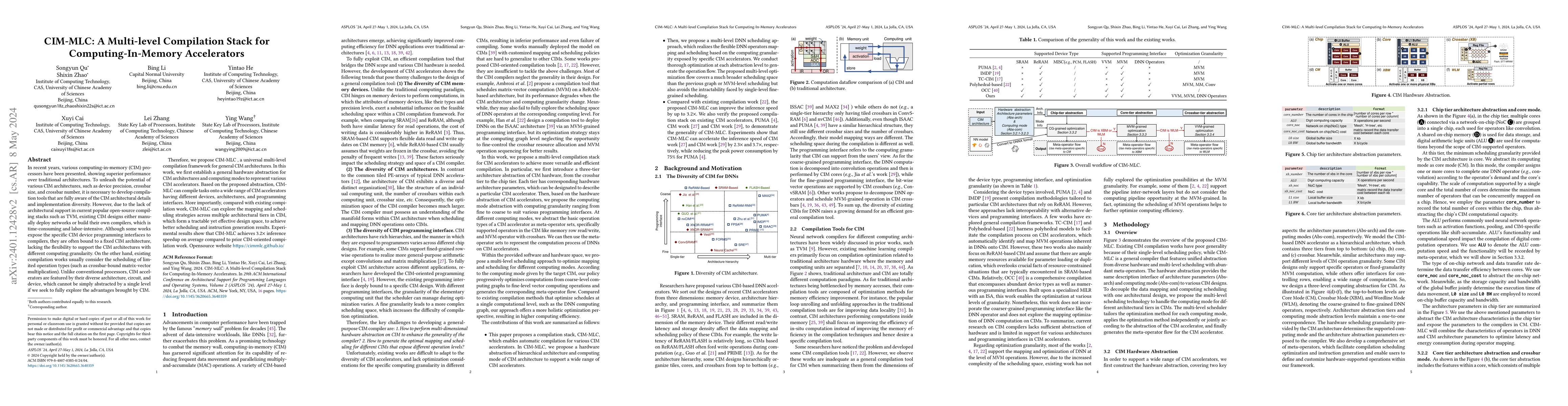 Thumbnail for CIM-MLC: A Multi-level Compilation Stack for Computing-In-Memory
  Accelerators