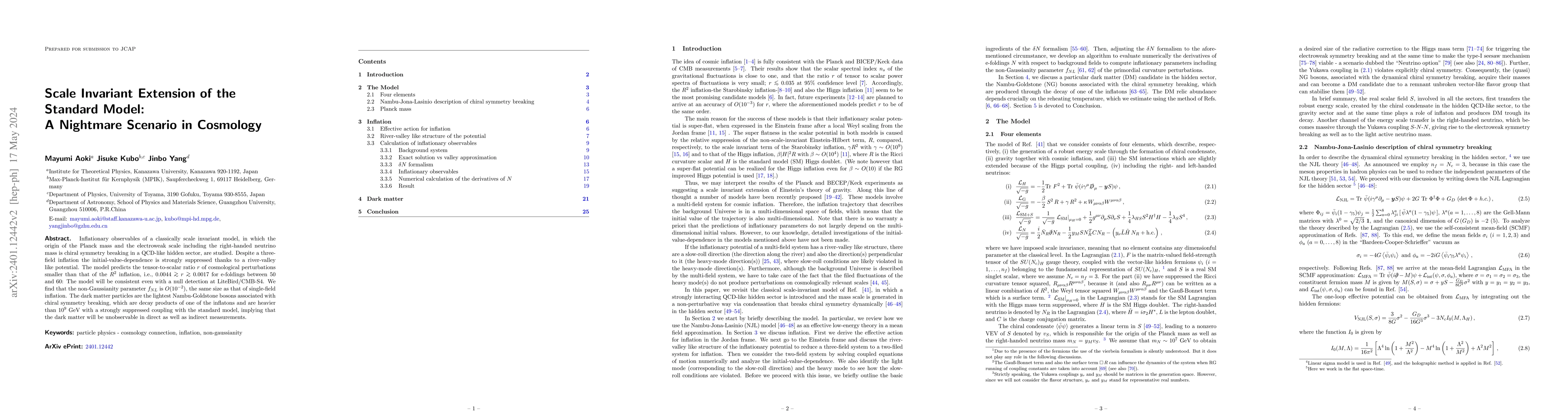Thumbnail for Scale Invariant Extension of the Standard Model: A Nightmare Scenario in
  Cosmology
