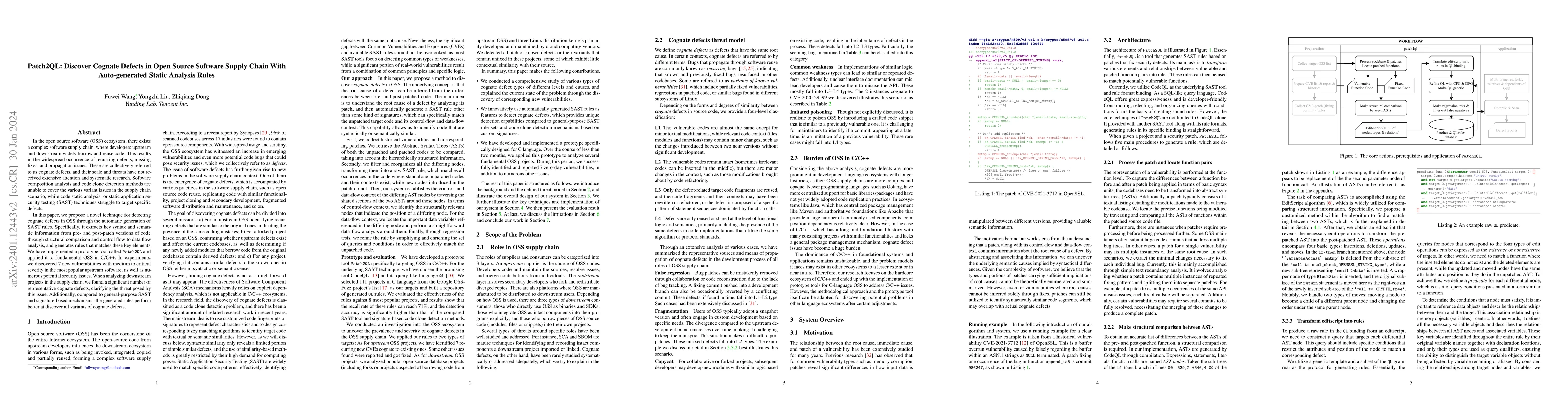 Thumbnail for Patch2QL: Discover Cognate Defects in Open Source Software Supply Chain
  With Auto-generated Static Analysis Rules