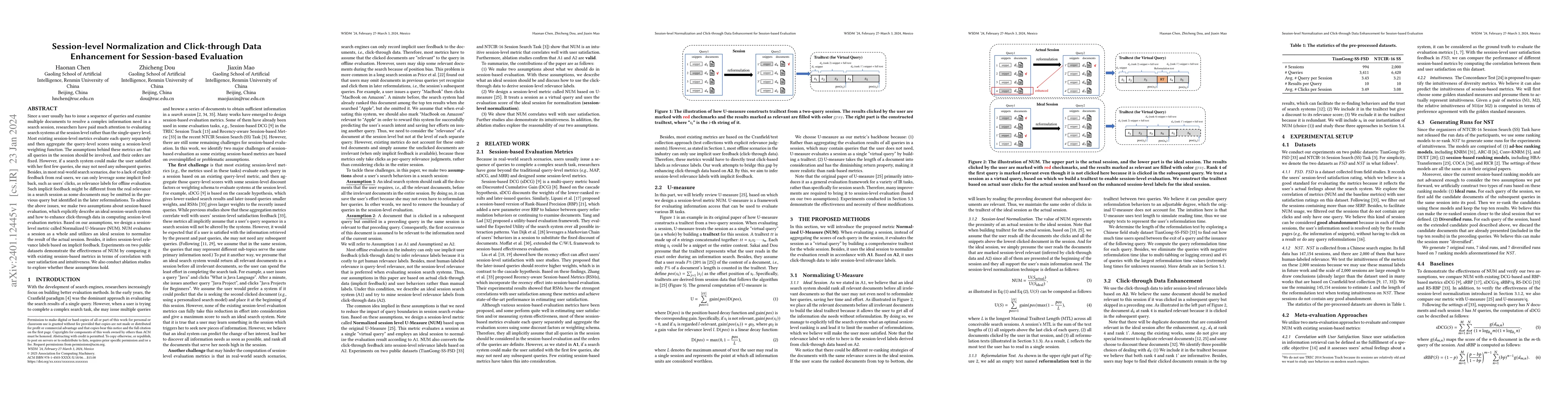 Thumbnail for Session-level Normalization and Click-through Data Enhancement for
  Session-based Evaluation