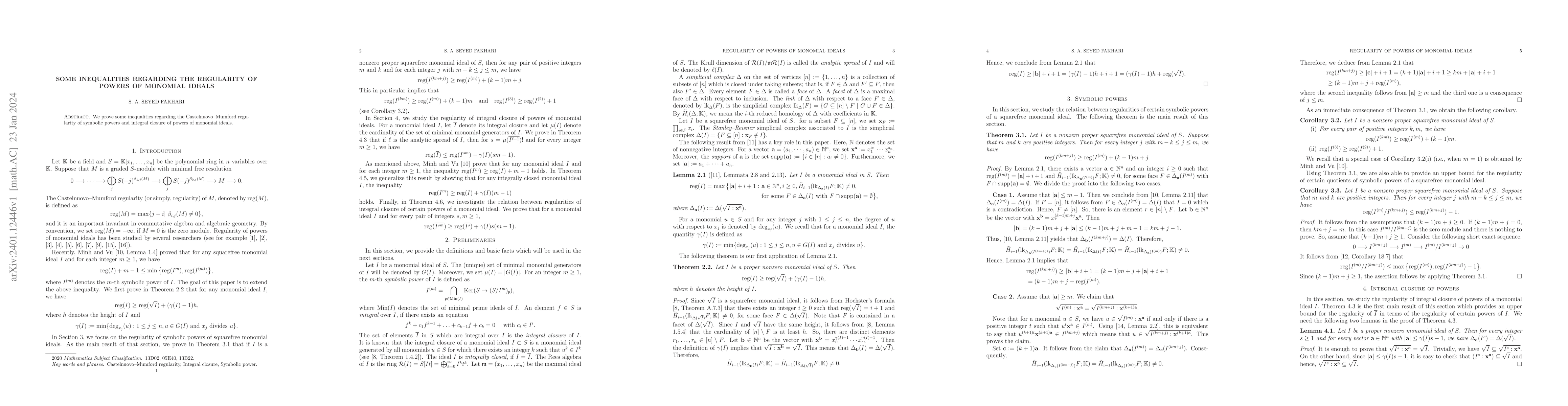 Thumbnail for Some inequalities regarding the regularity of powers of monomial ideals