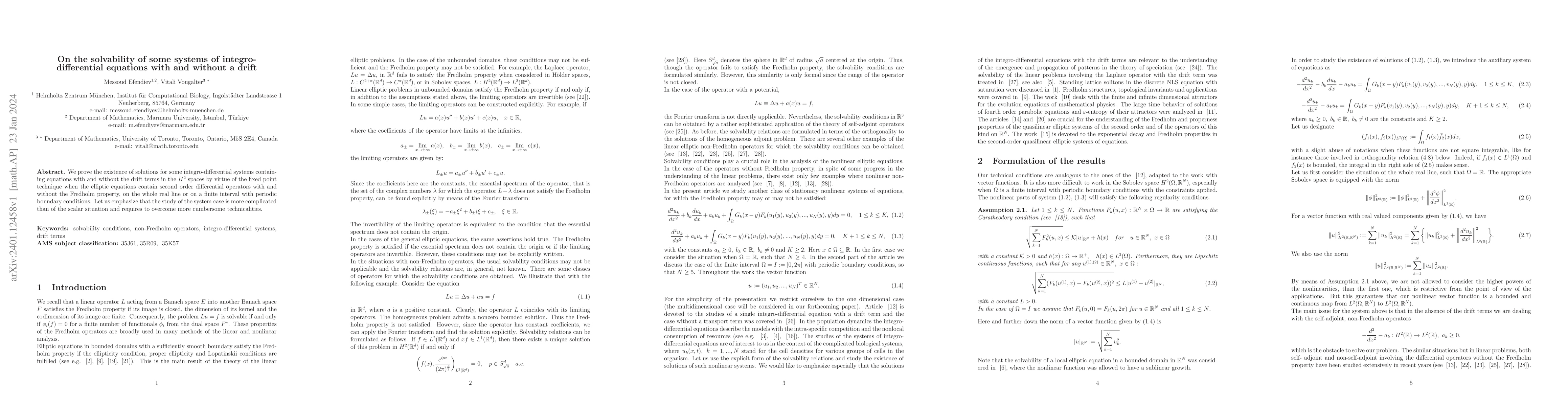 Thumbnail for On the solvability of some systems of integro-differential equations
  with and without a drift