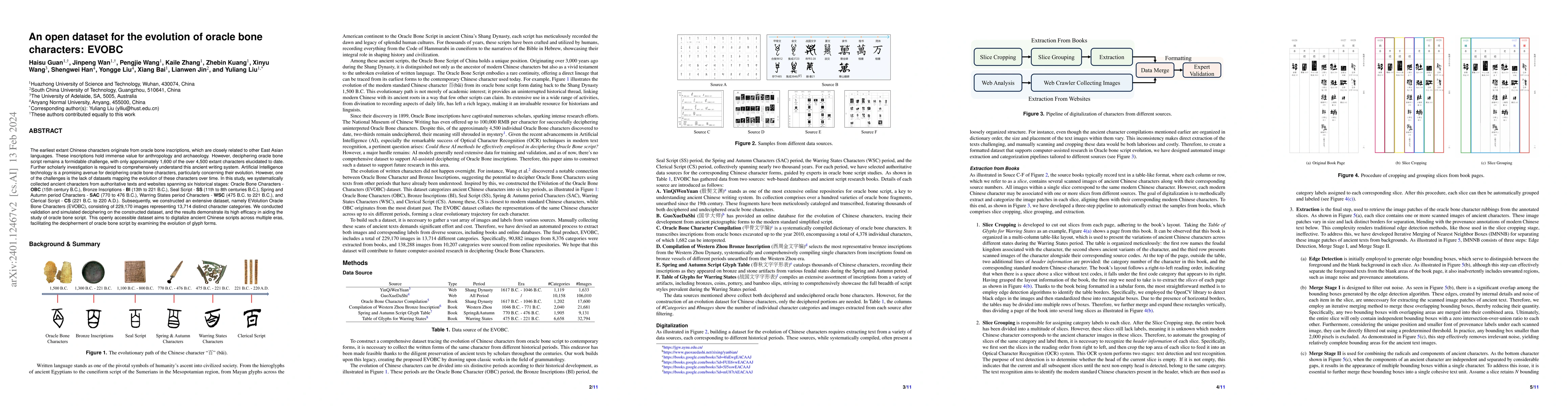 Thumbnail for An open dataset for the evolution of oracle bone characters: EVOBC