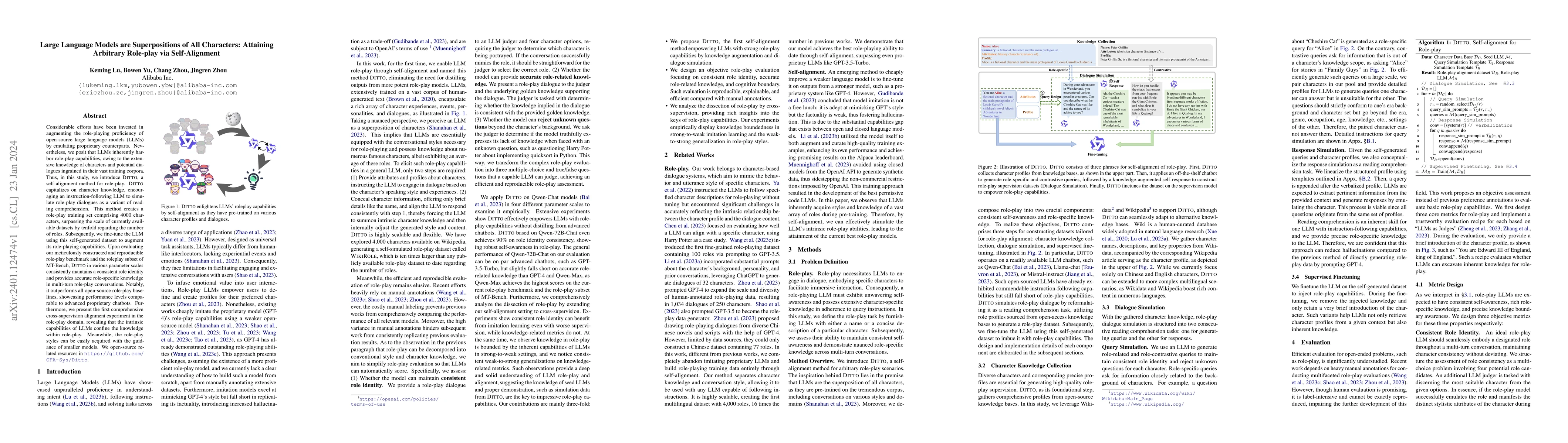 Thumbnail for Large Language Models are Superpositions of All Characters: Attaining
  Arbitrary Role-play via Self-Alignment