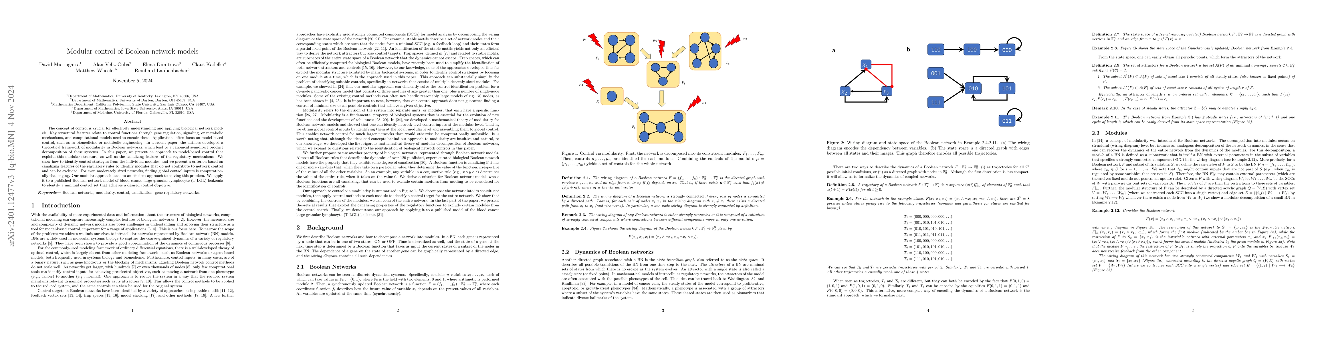 Thumbnail for Modular Control of Biological Networks