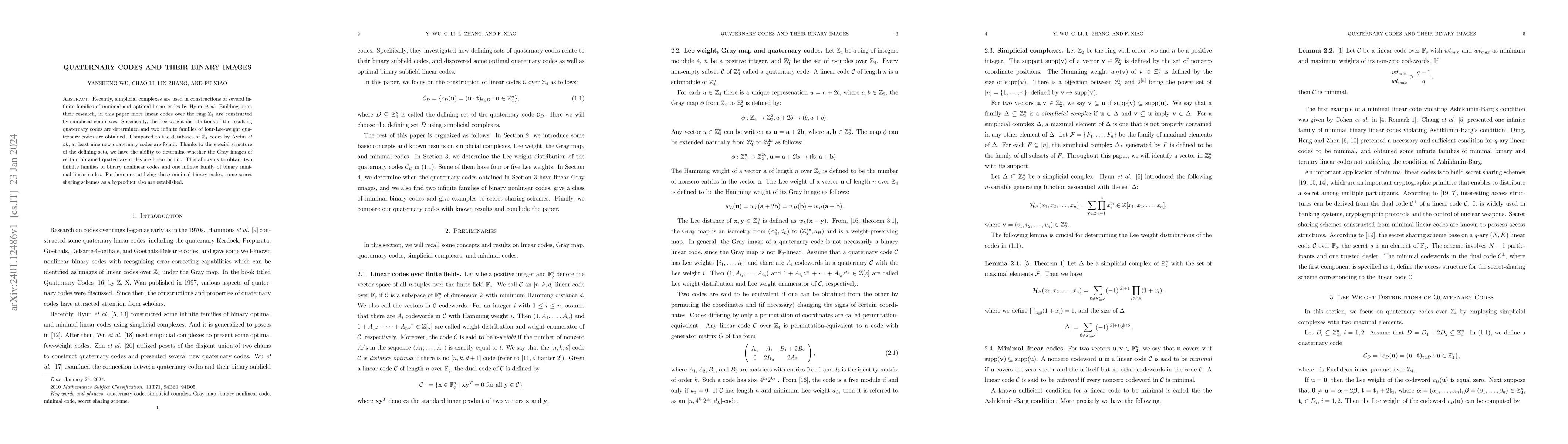 Thumbnail for Quaternary codes and their binary images