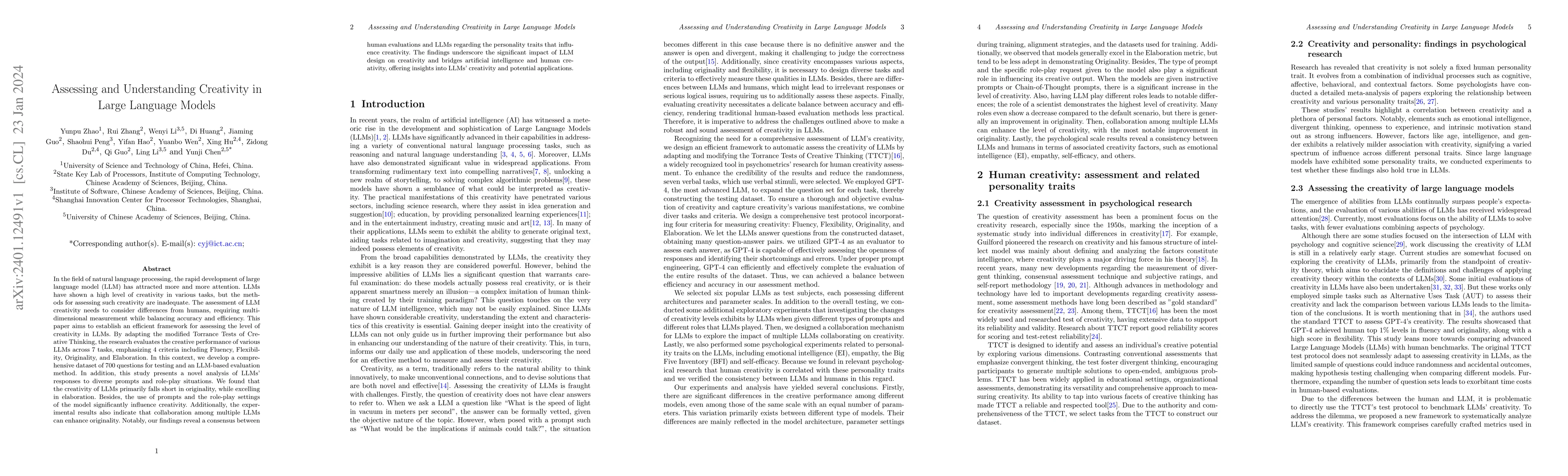 Thumbnail for Assessing and Understanding Creativity in Large Language Models