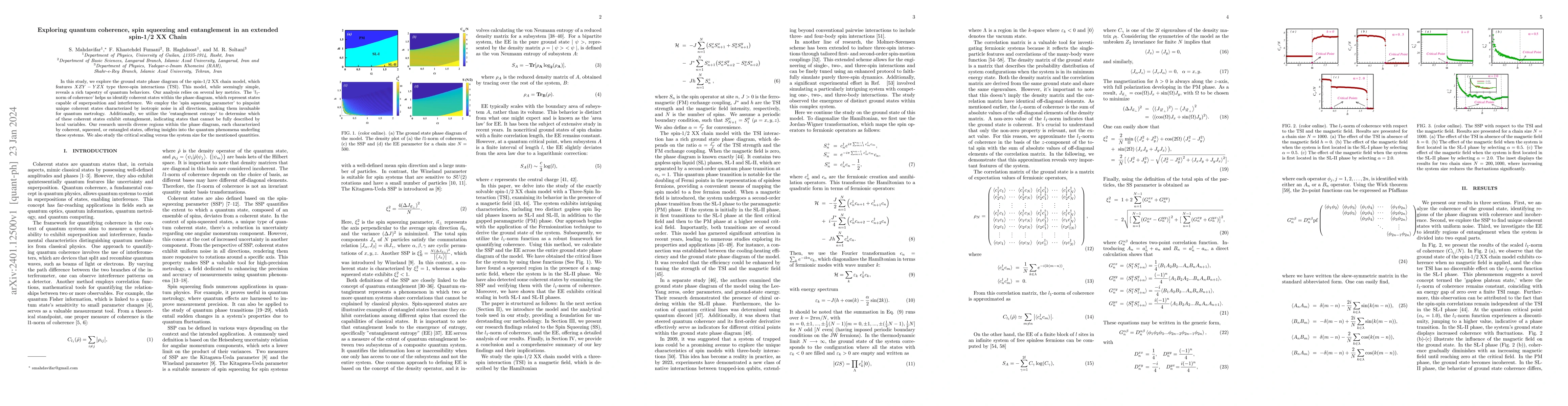 Thumbnail for Exploring quantum coherence, spin squeezing and entanglement in an
  extended spin-1/2 XX Chain