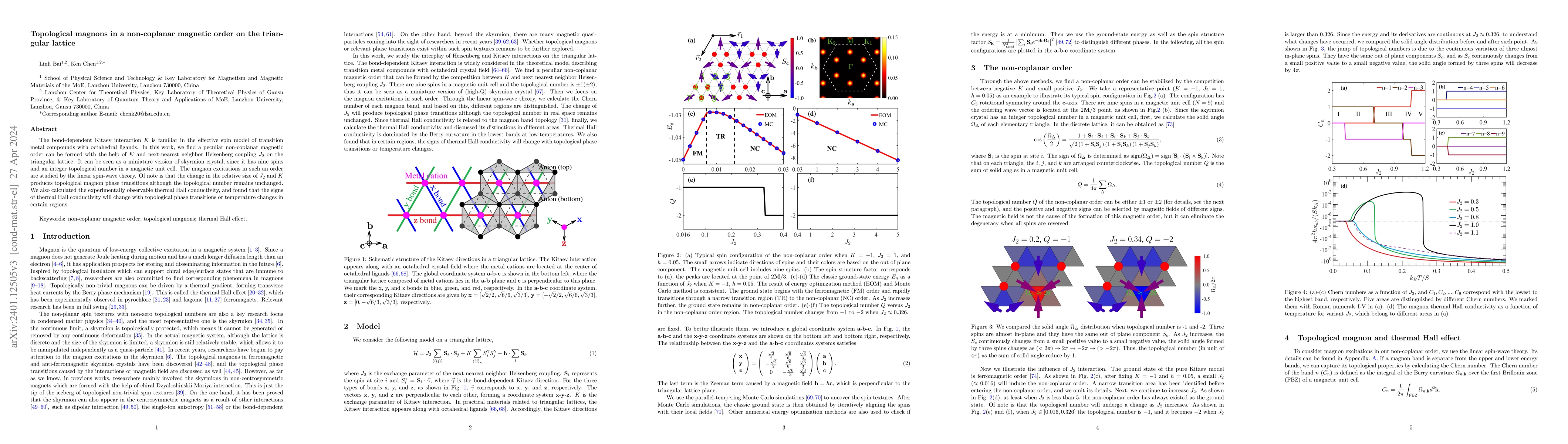 Thumbnail for Topological magnons in a non-coplanar magnetic order on the triangular
  lattice