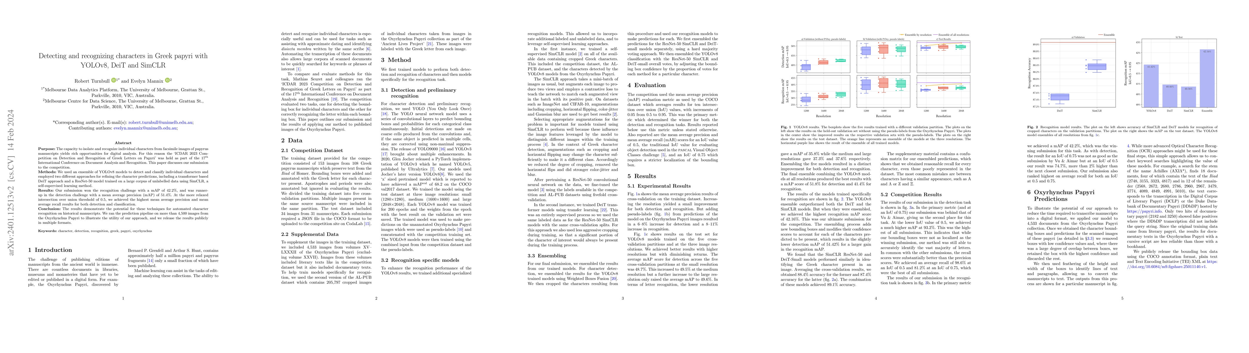 Thumbnail for Detecting and recognizing characters in Greek papyri with YOLOv8, DeiT
  and SimCLR
