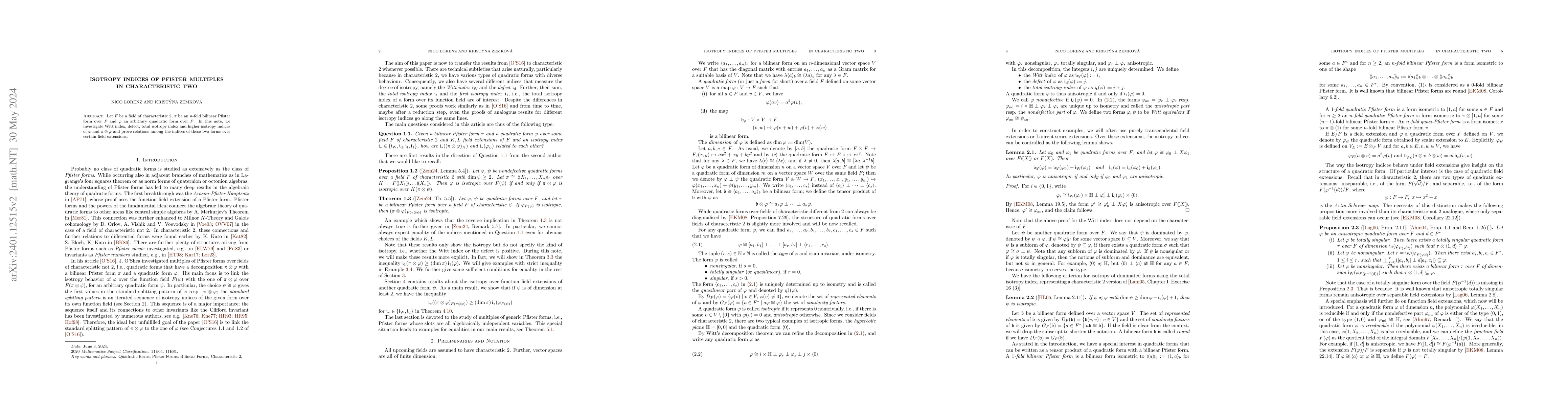 Thumbnail for Isotropy indices of Pfister multiples in characteristic two