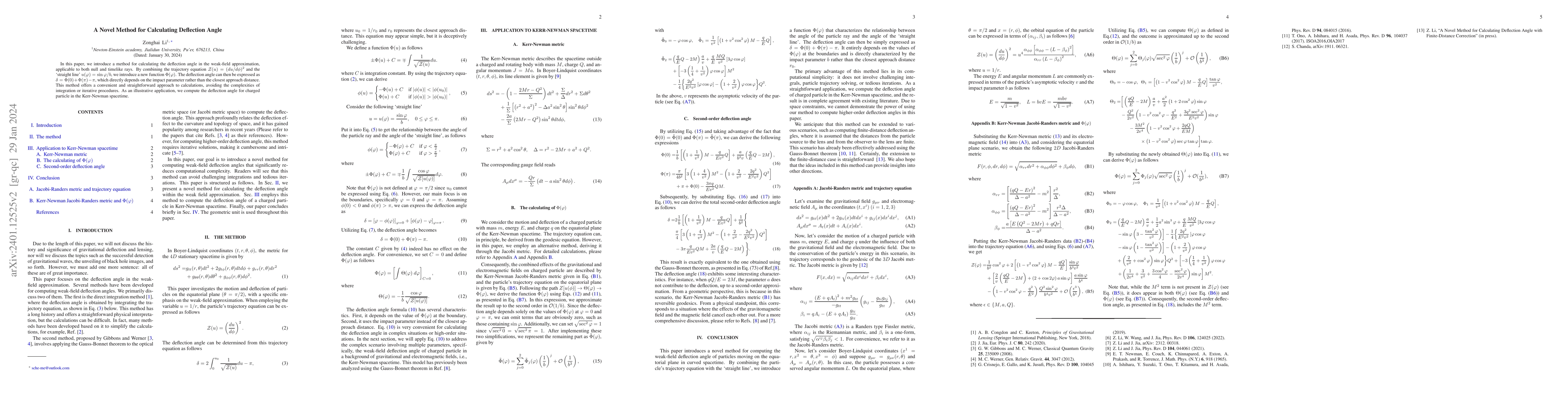Thumbnail for A Novel Method for Calculating Deflection Angle