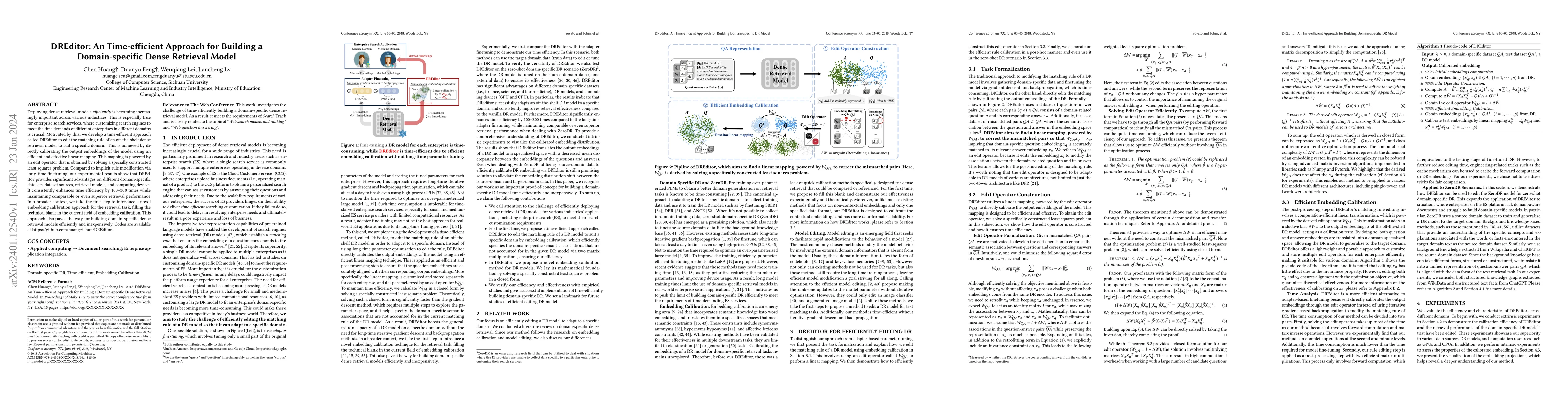 Thumbnail for DREditor: An Time-efficient Approach for Building a Domain-specific
  Dense Retrieval Model