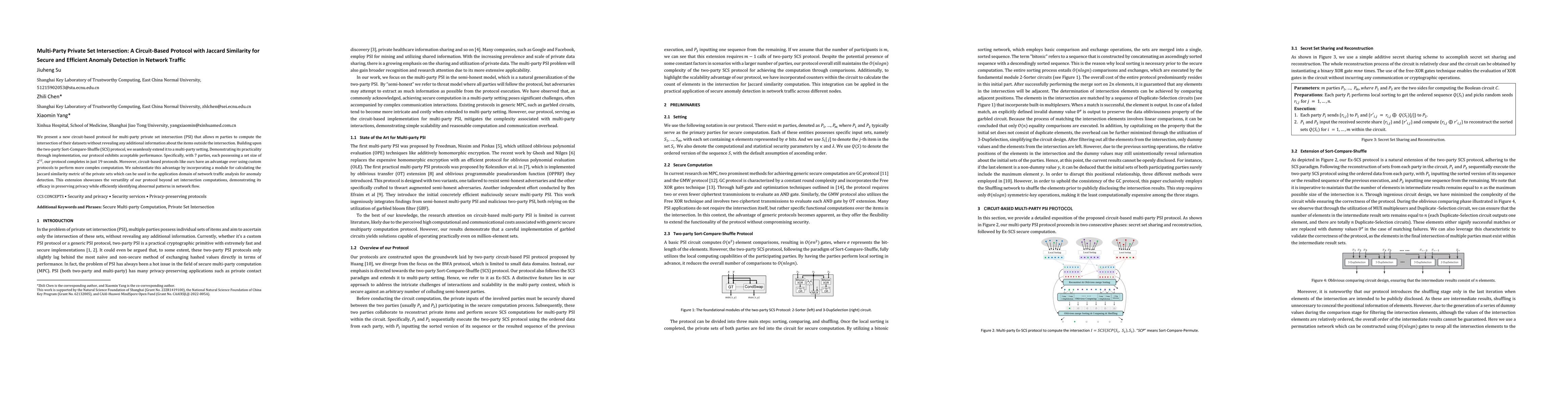 Thumbnail for Multi-Party Private Set Intersection: A Circuit-Based Protocol with
  Jaccard Similarity for Secure and Efficient Anomaly Detection in Network
  Traffic