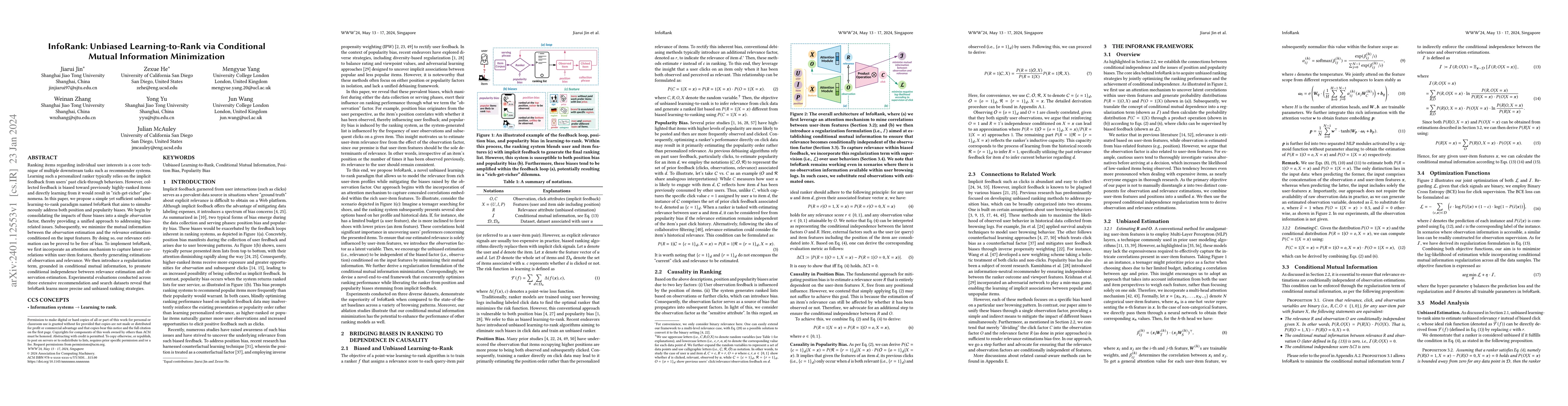 Thumbnail for InfoRank: Unbiased Learning-to-Rank via Conditional Mutual Information
  Minimization