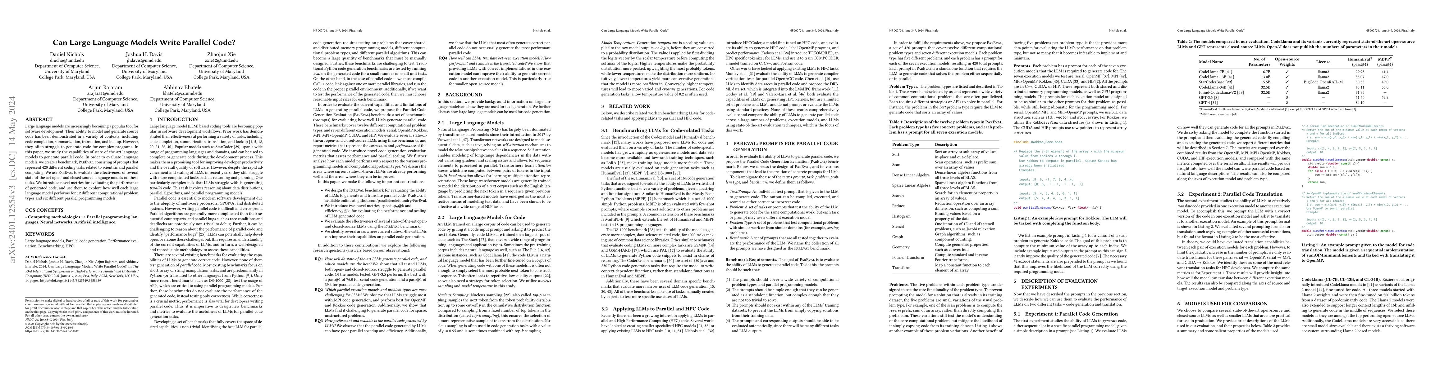 Thumbnail for Can Large Language Models Write Parallel Code?