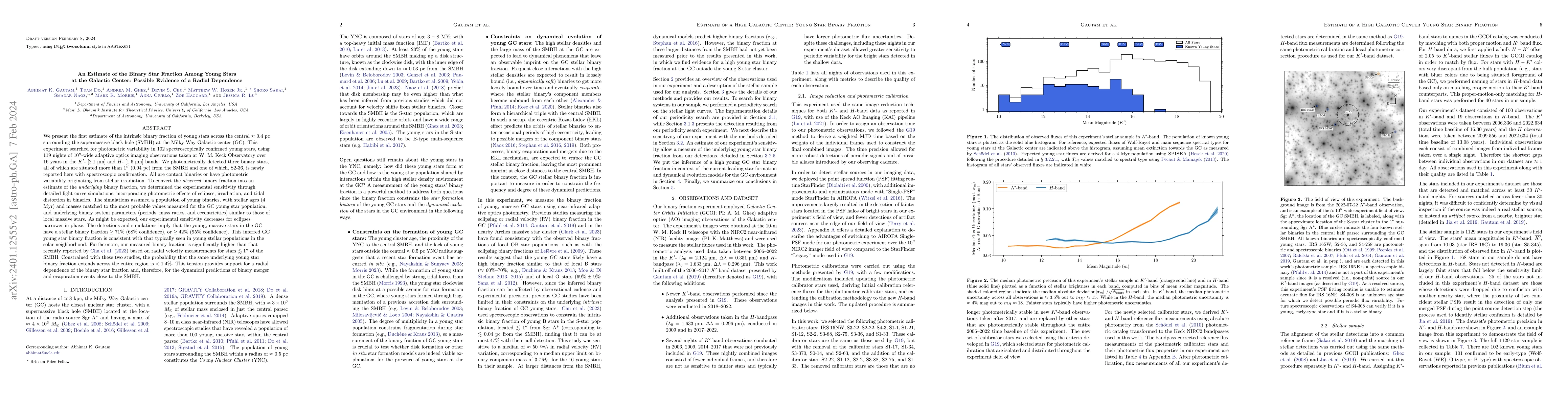 Thumbnail for An Estimate of the Binary Star Fraction Among Young Stars at the
  Galactic Center: Possible Evidence of a Radial Dependence