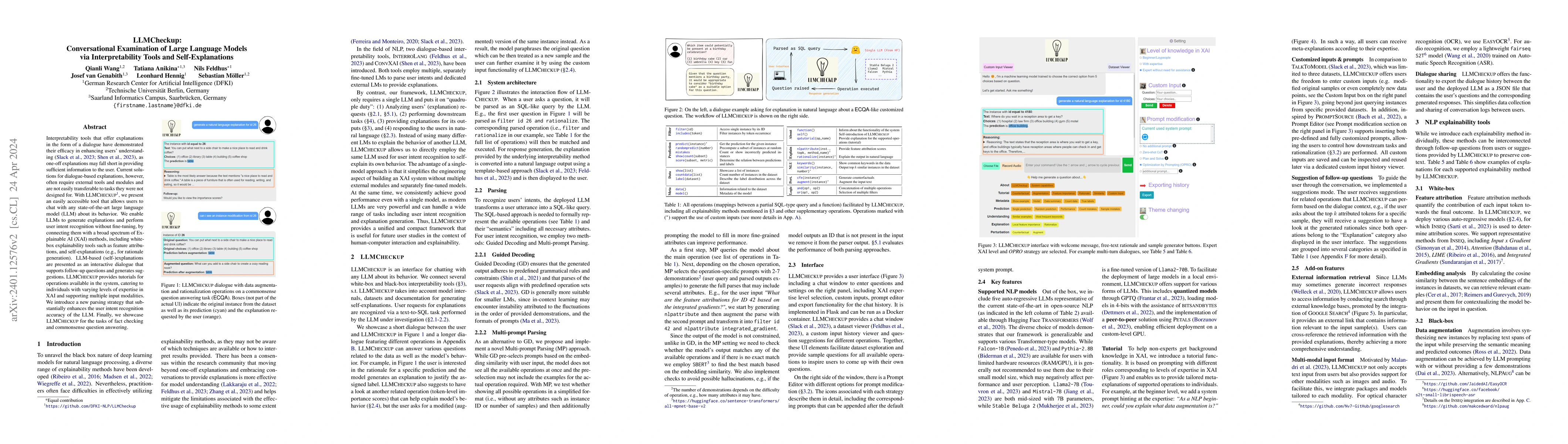Thumbnail for LLMCheckup: Conversational Examination of Large Language Models via
  Interpretability Tools and Self-Explanations