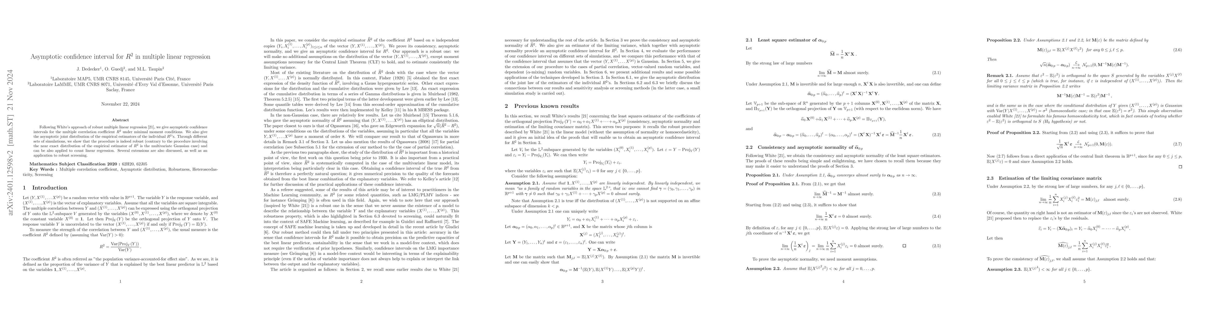 Thumbnail for Asymptotic confidence interval for R2 in multiple linear regression