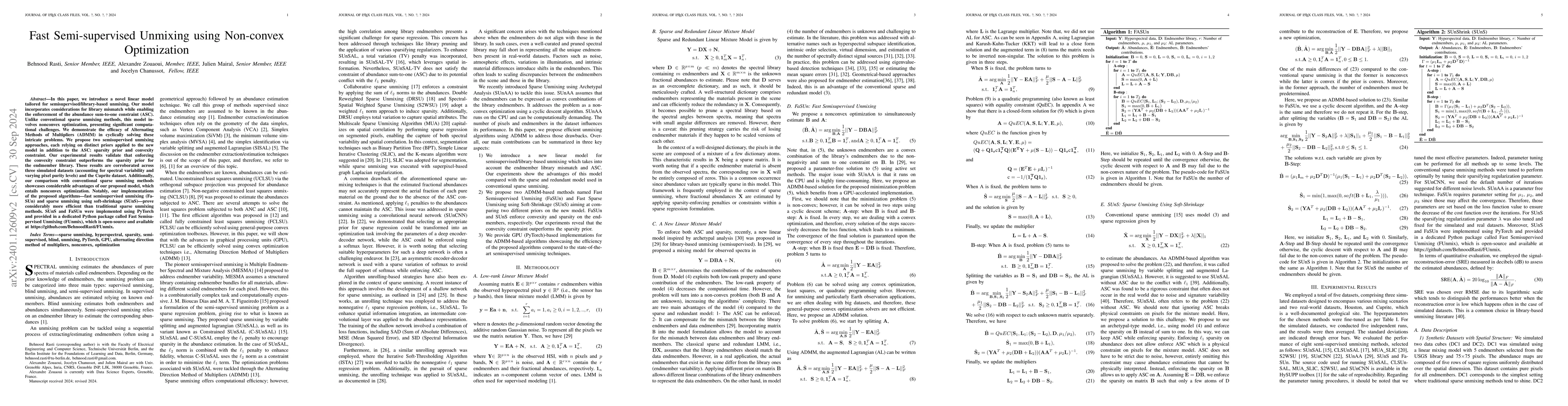 Thumbnail for Fast Semi-supervised Unmixing using Non-convex Optimization