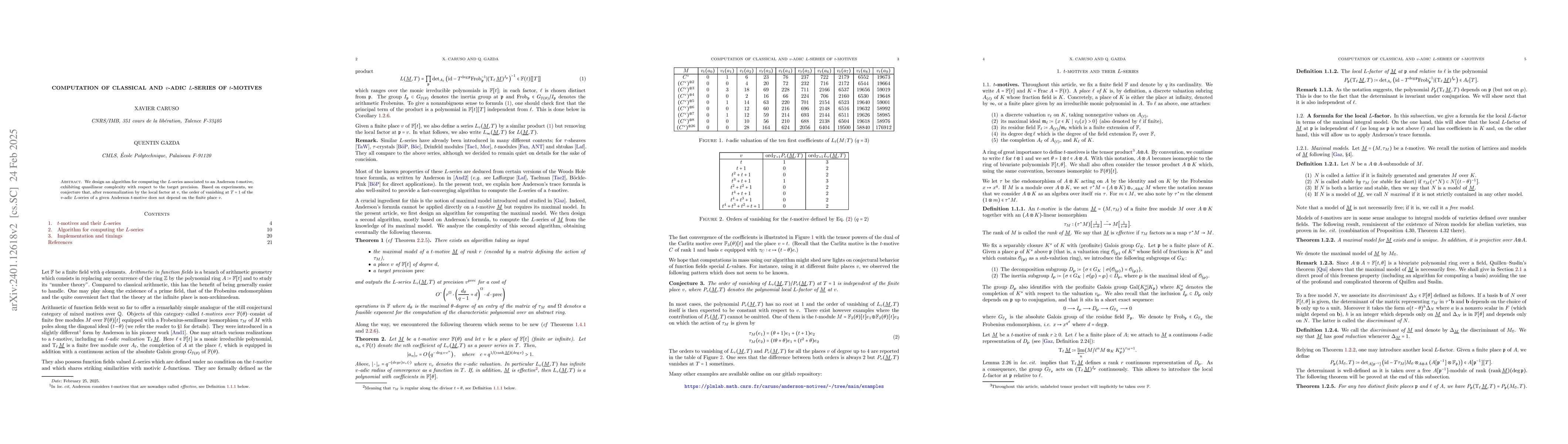 Thumbnail for Computation of classical and $v$-adic $L$-series of $t$-motives