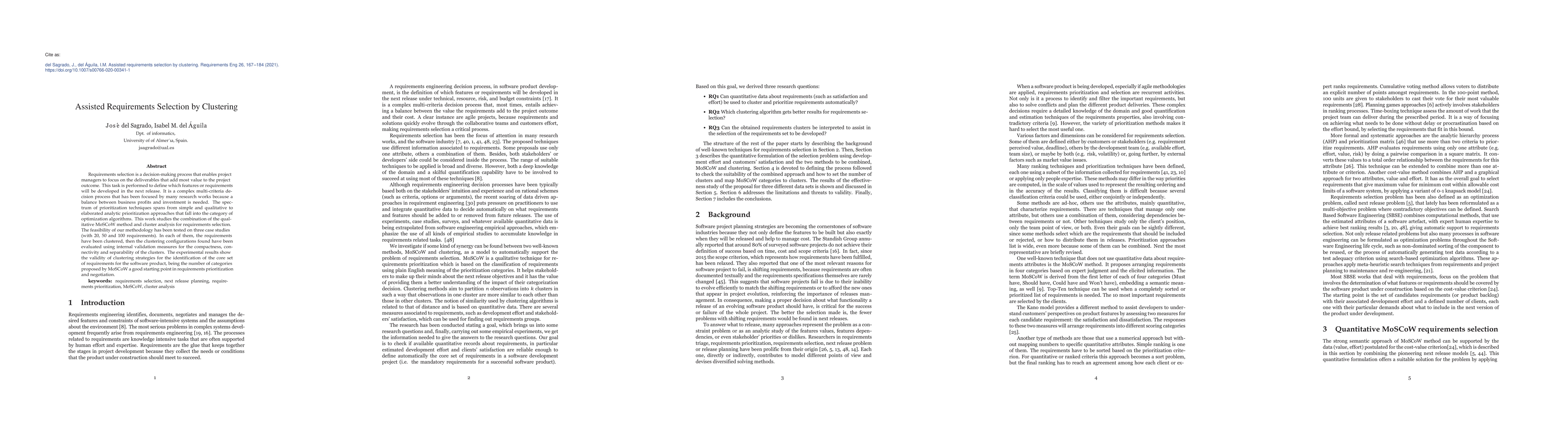 Thumbnail for Assisted Requirements Selection by Clustering