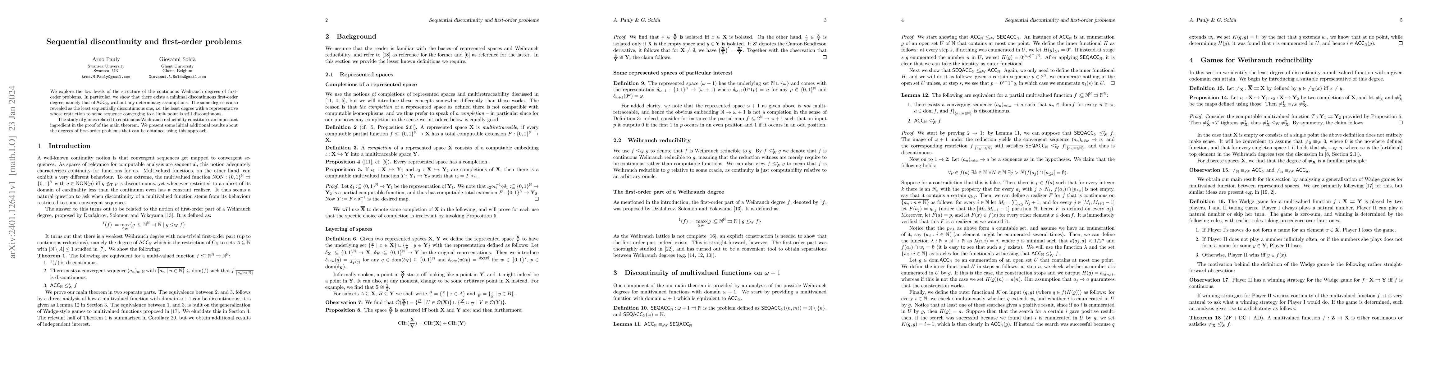 Thumbnail for Sequential discontinuity and first-order problems