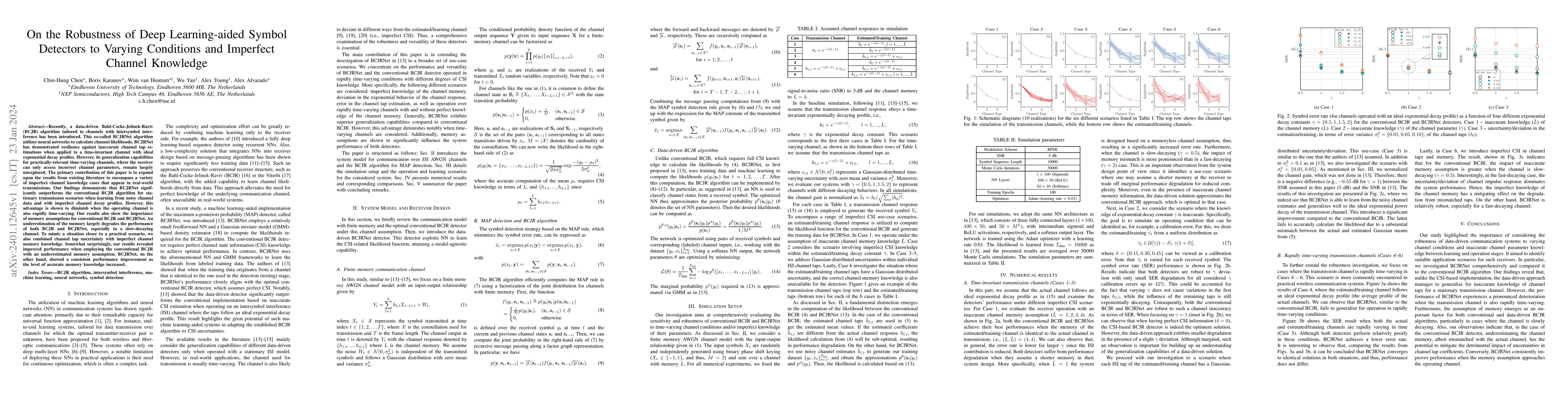 Thumbnail for On the Robustness of Deep Learning-aided Symbol Detectors to Varying
  Conditions and Imperfect Channel Knowledge