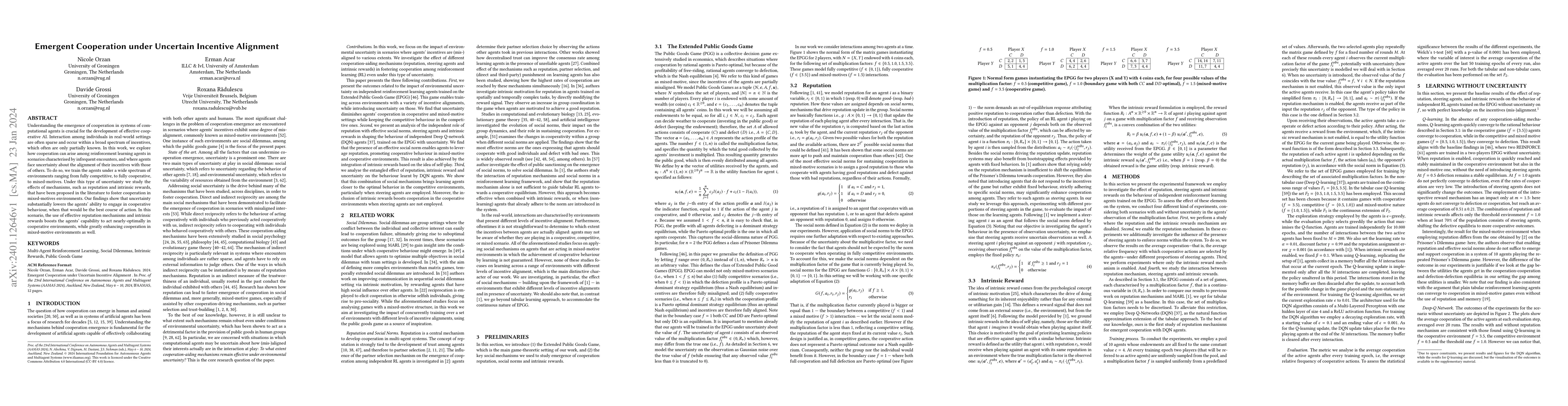 Thumbnail for Emergent Cooperation under Uncertain Incentive Alignment