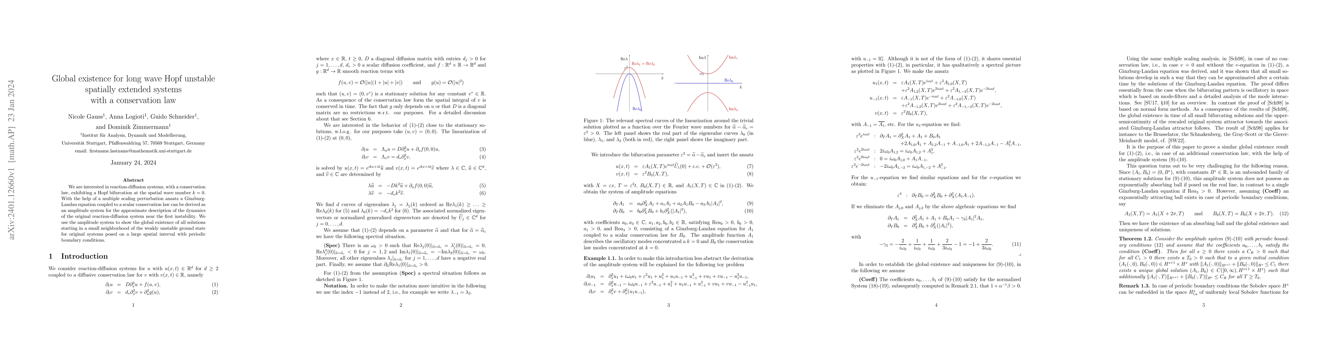 Thumbnail for Global existence for long wave Hopf unstable spatially extended systems
  with a conservation law