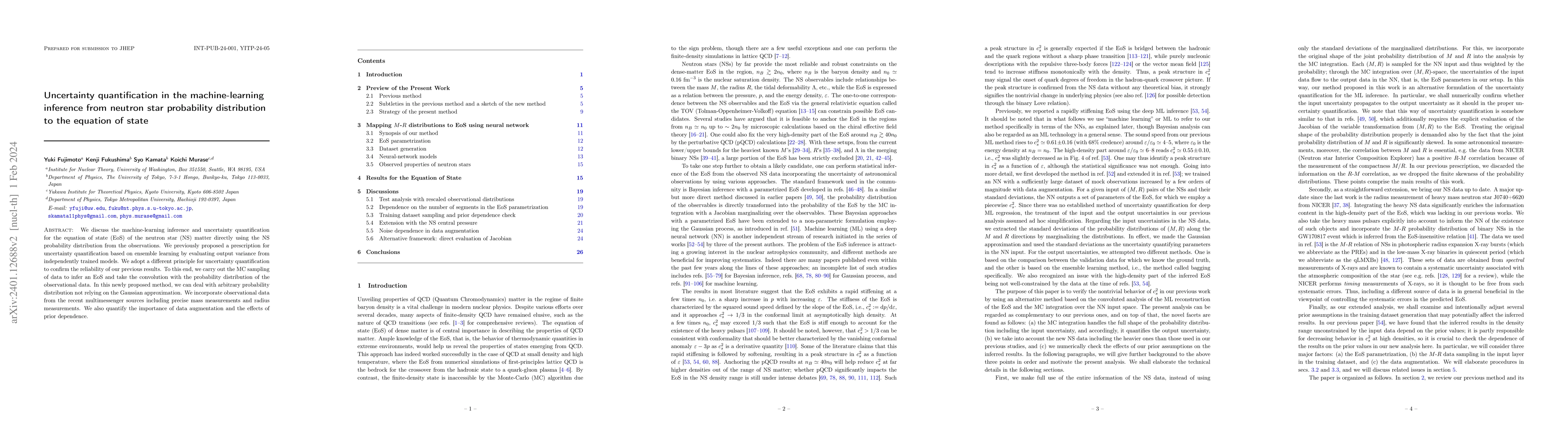 Thumbnail for Uncertainty quantification in the machine-learning inference from
  neutron star probability distribution to the equation of state