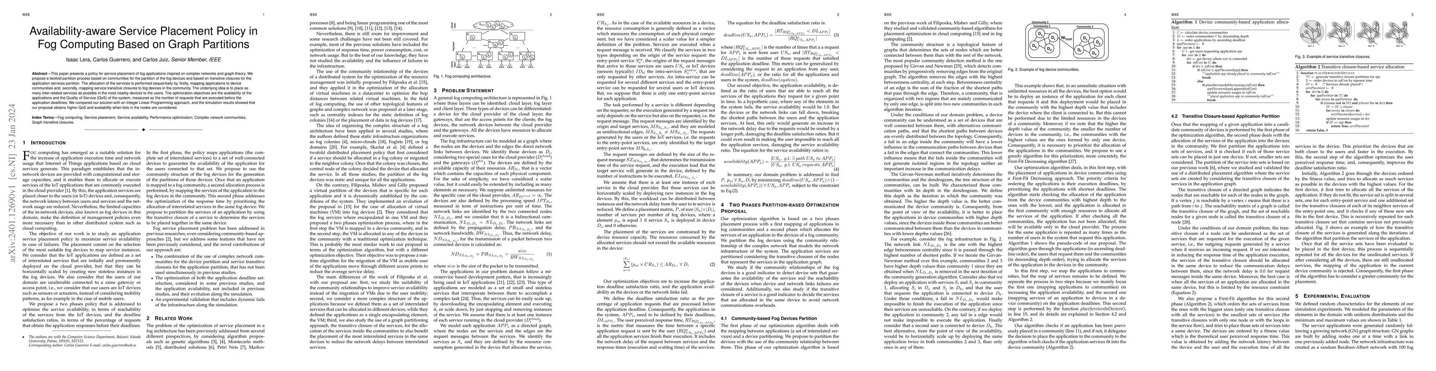 Thumbnail for Availability-aware Service Placement Policy in Fog Computing Based on
  Graph Partitions