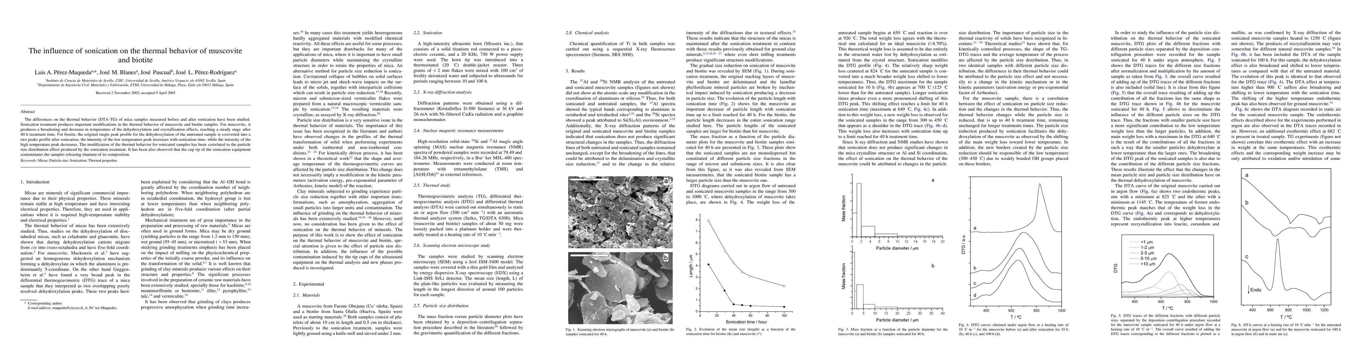 Thumbnail for The influence of sonication on the thermal behavior of muscovite and
  biotite