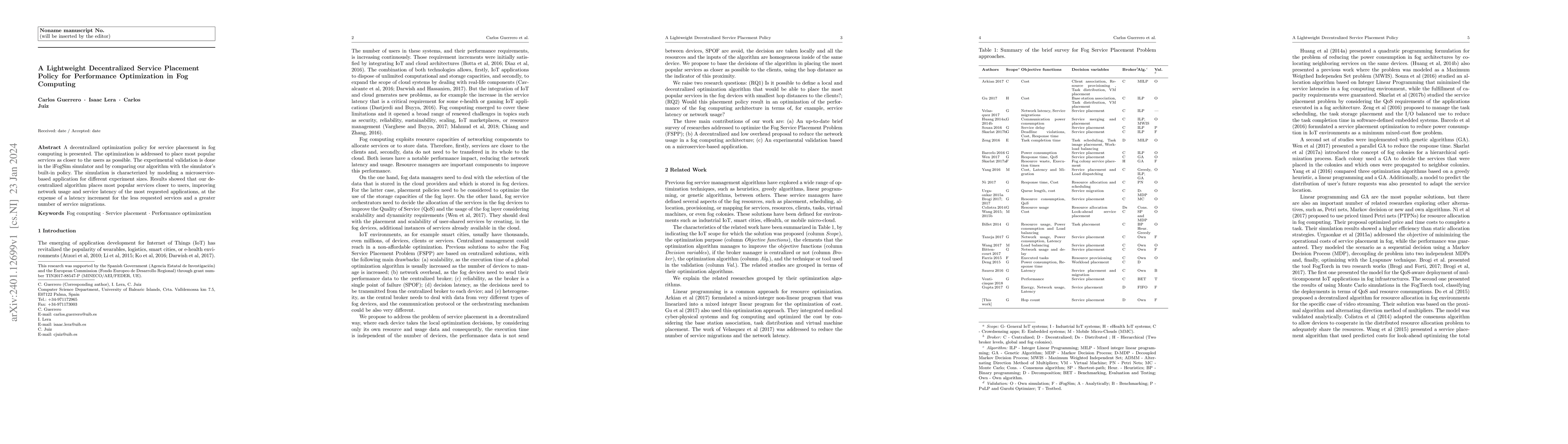 Thumbnail for A lightweight decentralized service placement policy for performance
  optimization in fog computing