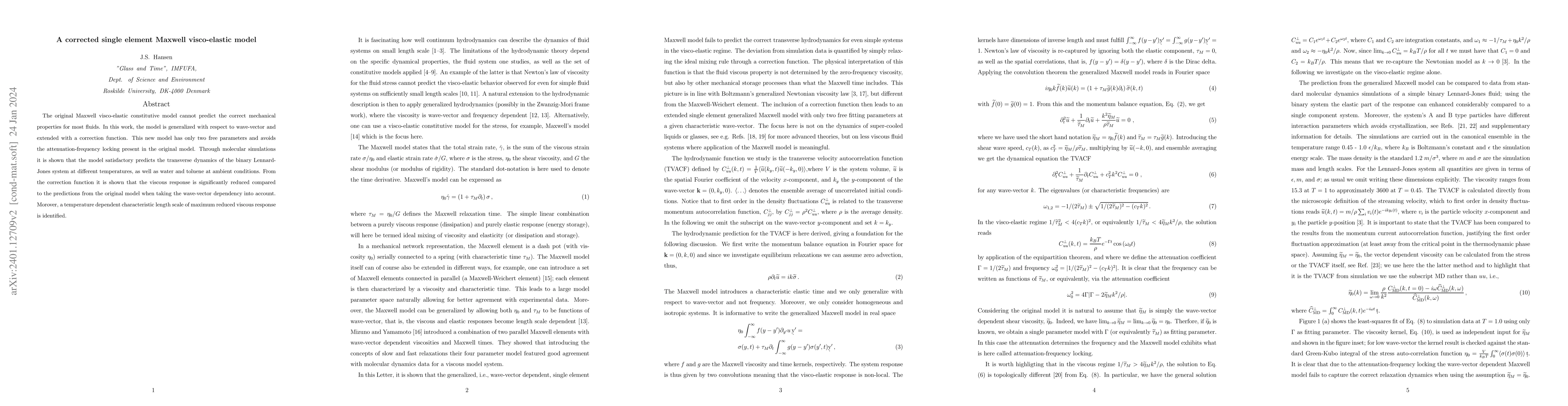 Thumbnail for A corrected single element Maxwell visco-elastic model