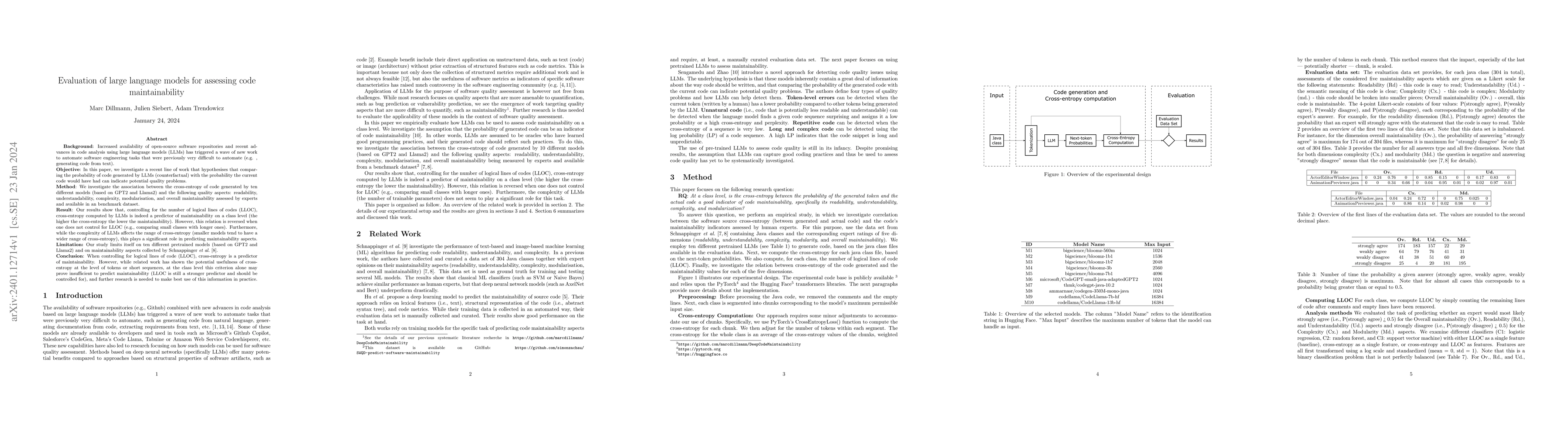 Thumbnail for Evaluation of large language models for assessing code maintainability