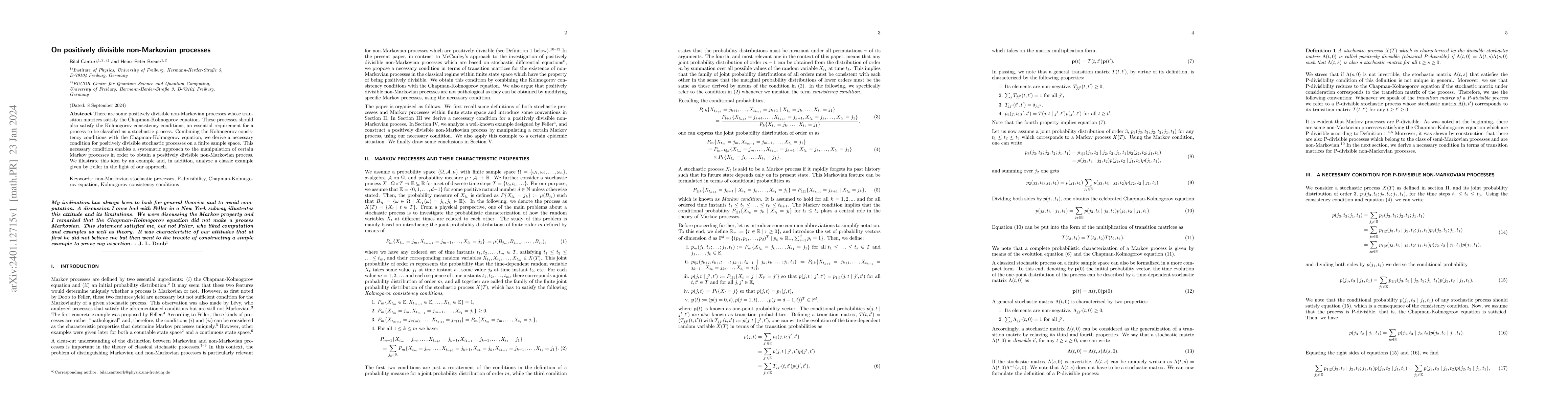 Thumbnail for On positively divisible non-Markovian processes