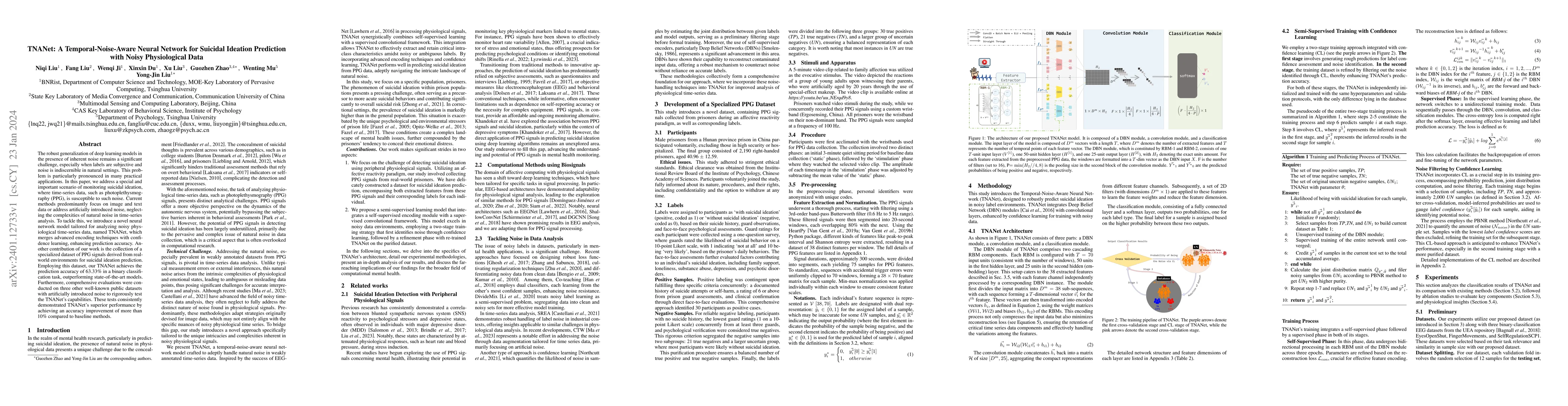 Thumbnail for TNANet: A Temporal-Noise-Aware Neural Network for Suicidal Ideation
  Prediction with Noisy Physiological Data