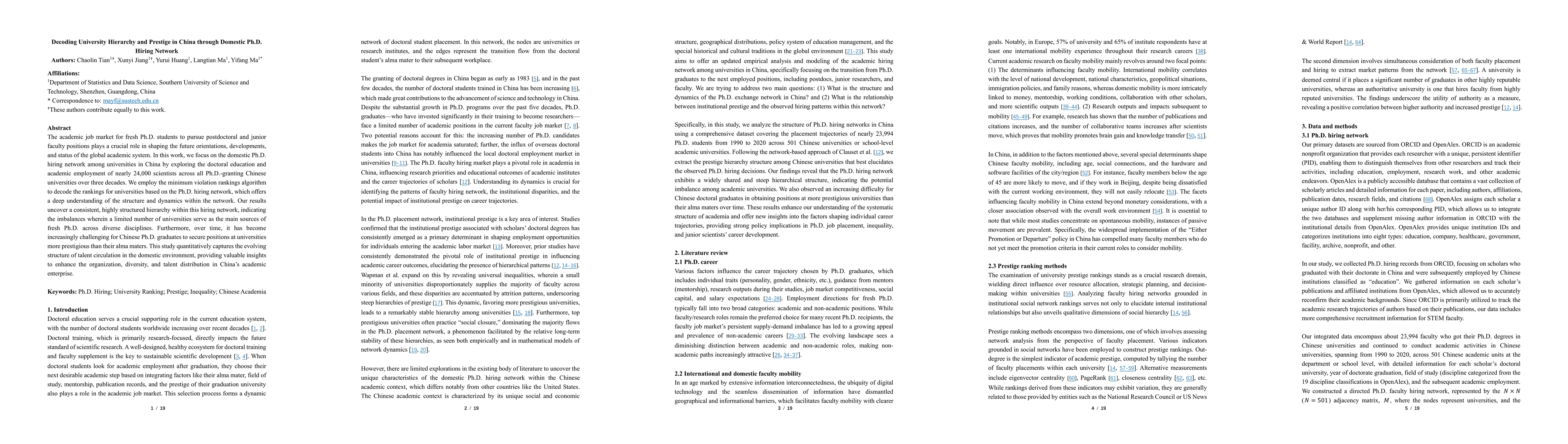 Thumbnail for Decoding University Hierarchy and Prestige in China through Domestic
  Ph.D. Hiring Network