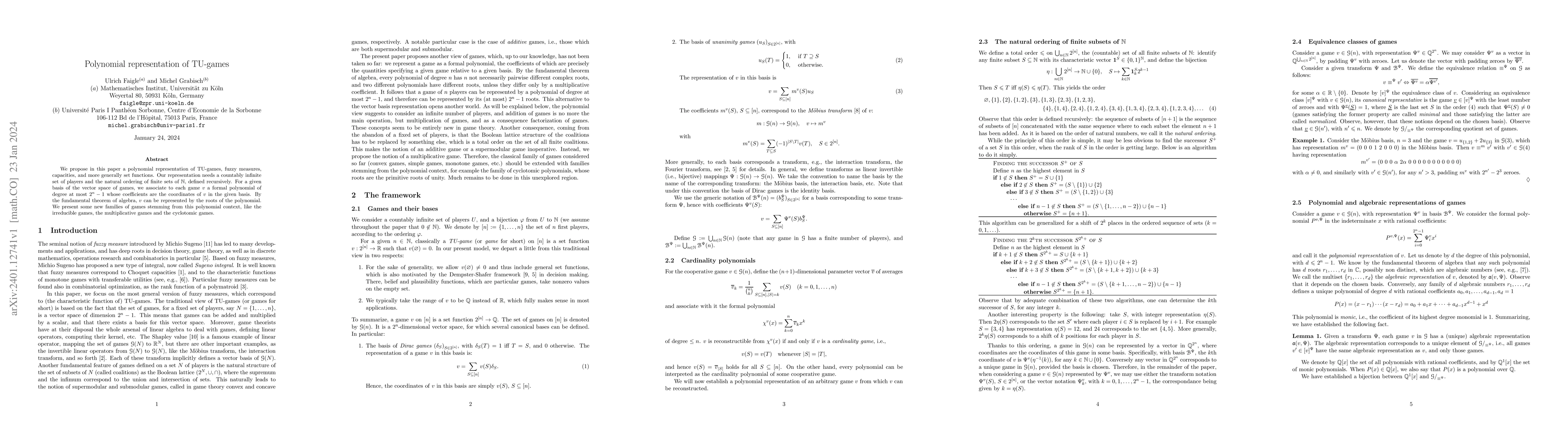 Thumbnail for Polynomial representation of TU-games